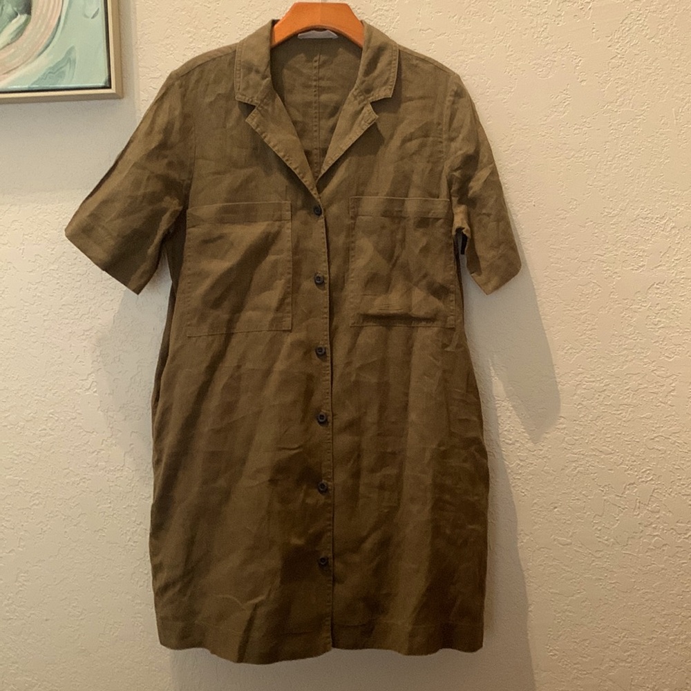 Beech color Everlane The Linen Workwear dress